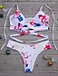 ieftine Bikini-Pentru femei Floral Alb Tanga Bikini Costume de Baie Costum de baie - Floral Imprimeu S M L Alb