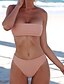 economico Bikini-Per donna Essenziale Bikini Costume da bagno Tinta unita Con bretelline A fascia Costumi da bagno Costumi da bagno Bianco Nero Rosa Vino