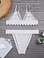 billige Bikinier-Dame Solid Hvit Bikini Badetøy - Helfarge Moderne Stil, Blonder M L XL Hvit / Uten bøyle
