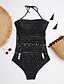 cheap Women&#039;s Swimwear-Women&#039;s Swimwear One Piece Swimsuit Lace White Black Halter Neck Bathing Suits