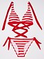 olcso Női fürdőruha-Női Fürdőruha Bikini Fürdőruha Fekete Piros Pánt Fürdőruhák / 2 darab / 2 darab
