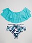 cheap Plus Size Tops-Women&#039;s Bandeau Bikini Swimsuit Ruffle Print Floral Off Shoulder Swimwear Bathing Suits White Blue Yellow Blushing Pink / Super Sexy