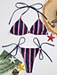 cheap Women&#039;s Swimwear &amp; Bikinis-Women&#039;s Plunging Neckline / Color Block Halter Neck Bikini - Striped