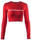 baratos T-Shirts de mulher-Mulheres Diário Camiseta Letra Estampado Blusas Algodão Moda de Rua Vermelho