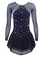 cheap Figure Skating-Figure Skating Dress Women&#039;s Girls&#039; Ice Skating Dress Violet Black White Open Back Mesh Spandex High Elasticity Training Competition Skating Wear Classic Crystal / Rhinestone Long Sleeve Ice Skating