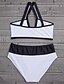 preiswerte Bikinis und Bademode-Damen Sport / Kreuz / Muster Halter Weiß Bikinis Bademode - Patchwork M L XL / Drahtlos / Gepolsterte BHs