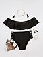 cheap Bikinis-Women&#039;s Swimwear Bikini Swimsuit Lace up Ruffle Solid Colored Black White Pink Blue Brown Bandeau Off Shoulder Bathing Suits