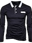 cheap Men&#039;s Tees &amp; Tank Tops-Men&#039;s Daily Chinoiserie Cotton T-shirt - Solid Colored Shirt Collar Black / Long Sleeve / Fall / Winter