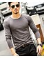 baratos Camisetas masculinas casuais-Homens Camiseta Cor Sólida Decote Redondo Branco Preto Azul Cinzento Vinho Manga Longa Diário Blusas Algodão / Verão / Primavera / Verão