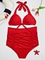 cheap Women&#039;s Swimwear &amp; Bikinis-Women&#039;s Swimwear Bikini Swimsuit Solid Colored Light Blue Black White Red Royal Blue Halter Neck Bathing Suits Sports Floral