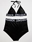 cheap Bikinis-Women&#039;s Swimwear Bikini Petite Swimsuit Pure Color Solid Colored Black Halter Neck Bathing Suits Solid