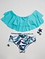 preiswerte Tops für Frauen in Übergrößen-Damen Bandeau Bikinis Badeanzug Rüsche Druck Blumen Schulterfrei Bademode Badeanzüge Weiß Blau Gelb Rosa / Super Sexy