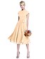 halpa Morsiusneitojen mekot-A-Line Jewel Neck Knee Length Chiffon Bridesmaid Dress with Bow(s) / Buttons