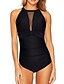cheap Women&#039;s Swimwear &amp; Bikinis-Women&#039;s Triangle Basic One-piece Swimsuit Lace Solid Colored Off Shoulder Halter Neck Swimwear Bathing Suits Black Blue Wine