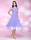 billiga Aftonklänningar-A-Line Elegant Dress Homecoming Tea Length Sleeveless V Neck Chiffon Cowl Back with Criss Cross Ruched 2023