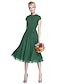 halpa Morsiusneitojen mekot-A-Line Jewel Neck Knee Length Chiffon Bridesmaid Dress with Bow(s) / Buttons