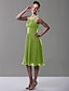 cheap Bridesmaid Dresses-Ball Gown / A-Line Jewel Neck Knee Length Chiffon Bridesmaid Dress with Pleats / Ruched / Beading