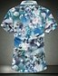 cheap Men&#039;s Shirts-Men&#039;s Daily Beach Basic Plus Size Cotton Slim Shirt - Floral Classic Collar Light Blue / Short Sleeve / Spring / Summer