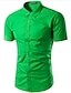 baratos Camisas para Homem-Homens Camisa Social - Trabalho Moda de Rua Sólido Verde Claro L / Manga Curta