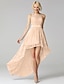 cheap Bridesmaid Dresses-A-Line Bridesmaid Dress Jewel Neck Sleeveless Sparkle &amp; Shine Asymmetrical Lace with Sash / Ribbon