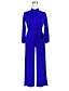 cheap Women&#039;s Jumpsuits-Women&#039;s Jumpsuit Solid Colored Round Neck Streetwear Party Daily Wide Leg Long Sleeve Lantern Sleeve Green Black Royal Blue S M L Fall / High Waist / Plus Size