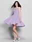 cheap Bridesmaid Dresses-A-Line Square Neck Knee Length Corded Lace Bridesmaid Dress with Lace by LAN TING BRIDE®
