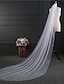 baratos Véus de Noiva-Uma Camada Clássico Véus de Noiva Véu Capela com Franja Tule / Corte Liso