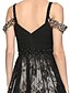 cheap Special Occasion Dresses-A-Line Straps Knee Length Chiffon / Lace Little Black Dress Cocktail Party / Prom Dress with Beading / Criss Cross / Ruched by TS Couture®