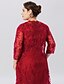 cheap Mother of the Bride Dresses-Sheath / Column Mother of the Bride Dress Classic &amp; Timeless Elegant &amp; Luxurious Plus Size Jewel Neck Knee Length Taffeta All Over Lace 3/4 Length Sleeve with Appliques 2021 / Illusion Sleeve