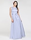 cheap Bridesmaid Dresses-Ball Gown / A-Line Bateau Neck Floor Length Satin Bridesmaid Dress with Sash / Ribbon / Flower