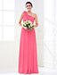 cheap Bridesmaid Dresses-A-Line Bridesmaid Dress One Shoulder Sleeveless Elegant Floor Length Stretch Satin / Georgette with Ruched / Side Draping / Flower 2022