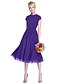 halpa Morsiusneitojen mekot-A-Line Jewel Neck Knee Length Chiffon Bridesmaid Dress with Bow(s) / Buttons