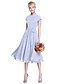 halpa Morsiusneitojen mekot-A-Line Jewel Neck Knee Length Chiffon Bridesmaid Dress with Bow(s) / Buttons