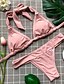 tanie Bikini-Damskie Trójkątny Bikini Kostium kąpielowy Solidne kolory Halter Stroje kąpielowe Kostiumy kąpielowe Biały Rumiany róż Zieleń wojskowa Szary / Super seksowny