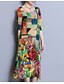 cheap Print Dresses-Women&#039;s Midi Dress Rainbow 3/4 Length Sleeve Color Block Patchwork Summer U Neck Chinoiserie Loose L XL XXL 3XL 4XL 5XL / Plus Size / Plus Size