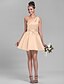 cheap Bridesmaid Dresses-A-Line One Shoulder Short / Mini Satin Bridesmaid Dress with Sash / Ribbon / Side Draping by LAN TING BRIDE®