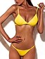 baratos Conjuntos de Bikini-Mulheres Roupa de Banho Biquíni roupa de banho Cor Sólida Verde Cinzento Rosa Amarelo Laranja Nadador Fatos de banho Sólido decote Profundo / Com Bojo / Super Sexy