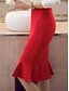 cheap Women&#039;s Skirts-Women&#039;s Daily / Work Bodycon / Trumpet / Mermaid Skirts - Solid Colored Ruffle Red S M L