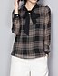 tanie חולצות ומכנסיים לנשים-Women&#039;s Daily Holiday Street chic Slim Blouse - Striped Bow V Neck Black / Spring