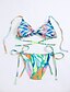 tanie Bikini i odzież kąpielowa-Damskie Kolorowy blok Kwiaty Nadruk Bikini Kostium kąpielowy Tęczowy Halter Stroje kąpielowe Kostiumy kąpielowe Tęczowy