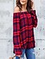 cheap Plus Size Tops-Women&#039;s Shirt Plaid Check Off Shoulder Streetwear Tops Black Red