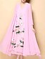 זול שמלות עם הדפס-צווארון V מידי דפוס, פרחוני - שמלה שיפון כותנה מידות גדולות סגנון סיני בגדי ריקוד נשים