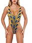 זול בגדי ים חלק אחד-בגדי ריקוד נשים בגדי ים חתיכה אחת נורמלי בגד ים קולור בלוק צהוב צוואר הלטר בגדי ים בסיסי