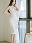 cheap Romantic Lace Dresses-Women&#039;s Lace White Black Dress Spring Daily Holiday Shift Solid Colored Stand Lace S M Slim / Cotton