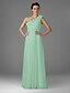 cheap Bridesmaid Dresses-Sheath / Column Bridesmaid Dress One Shoulder Sleeveless Elegant Floor Length Chiffon with Ruffles / Draping 2022