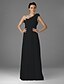 cheap Bridesmaid Dresses-Sheath / Column Bridesmaid Dress One Shoulder Sleeveless Elegant Floor Length Chiffon with Ruffles / Draping 2022
