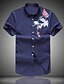 cheap Men&#039;s Shirts-Men&#039;s Plus Size Cotton Shirt - Floral / Animal White XXXXL / Short Sleeve