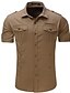 cheap Men&#039;s Casual Shirts-Men&#039;s Shirt Solid Colored Shirt Collar Black Gray Khaki Short Sleeve Daily Print Tops Cotton Streetwear