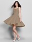 cheap Bridesmaid Dresses-A-Line Square Neck Knee Length Corded Lace Bridesmaid Dress with Lace by LAN TING BRIDE®