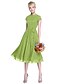 halpa Morsiusneitojen mekot-A-Line Jewel Neck Knee Length Chiffon Bridesmaid Dress with Bow(s) / Buttons